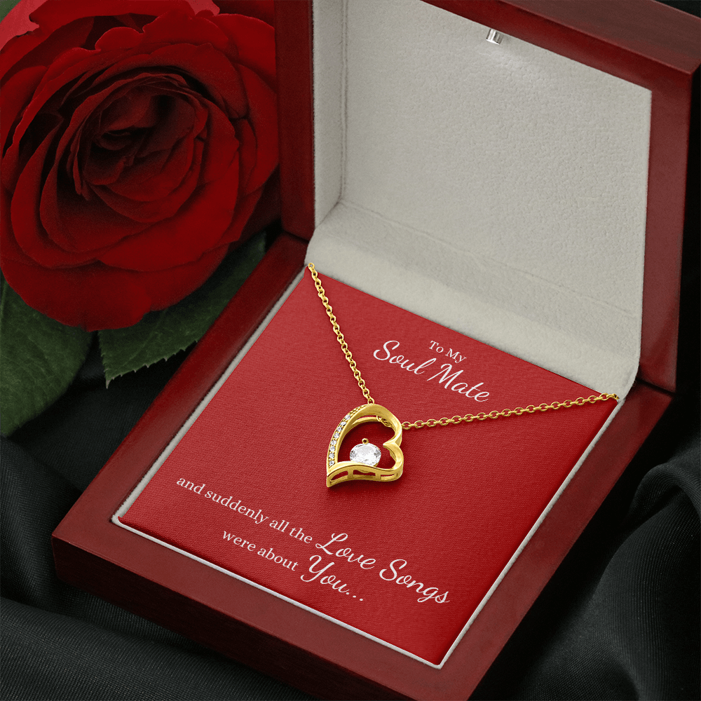 To My Soul Mate, and suddenly all the Love Songs were about You... Heart Necklace on Red - Get Deerty