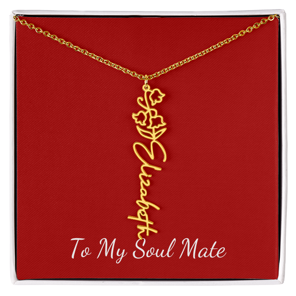 To My Soul Mate | Personalized Flower and Name Necklace Red - Get Deerty