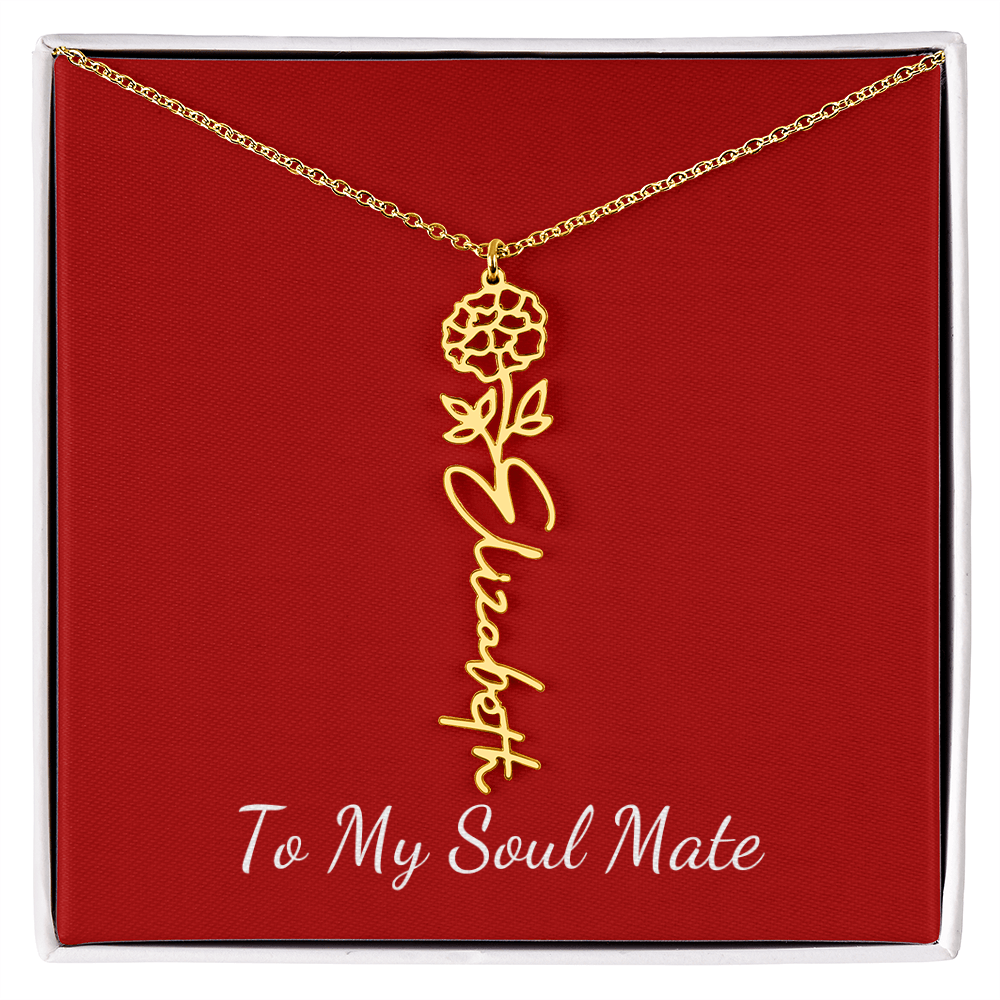 To My Soul Mate | Personalized Flower and Name Necklace Red - Get Deerty