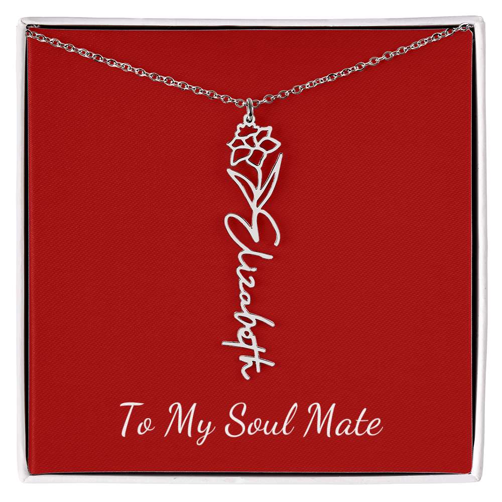 To My Soul Mate | Personalized Flower and Name Necklace Red - Get Deerty