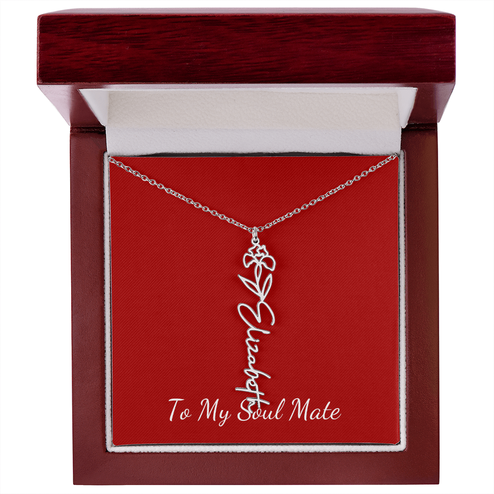 To My Soul Mate | Personalized Flower and Name Necklace Red - Get Deerty