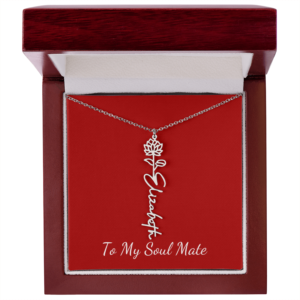 To My Soul Mate | Personalized Flower and Name Necklace Red - Get Deerty