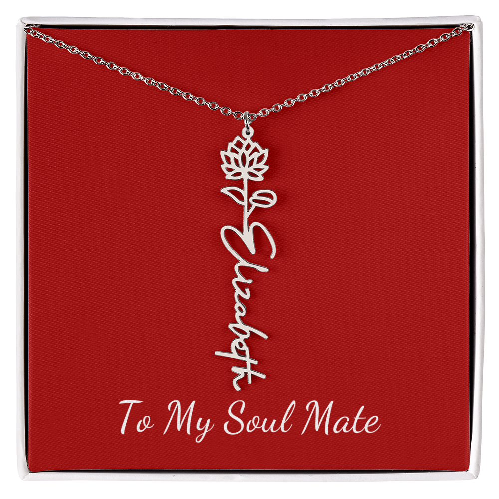 To My Soul Mate | Personalized Flower and Name Necklace Red - Get Deerty