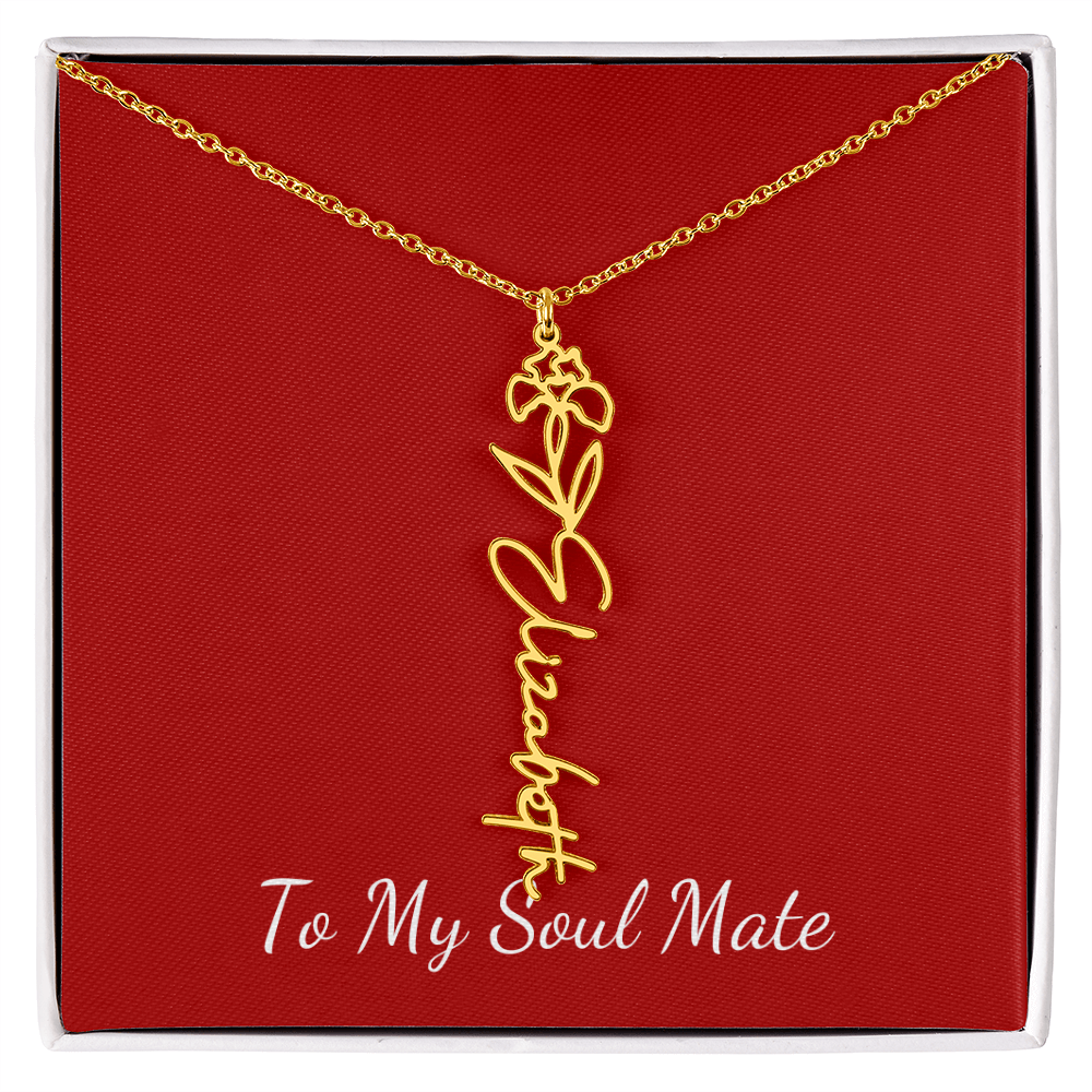 To My Soul Mate | Personalized Flower and Name Necklace Red - Get Deerty