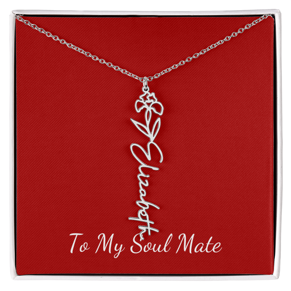 To My Soul Mate | Personalized Flower and Name Necklace Red - Get Deerty