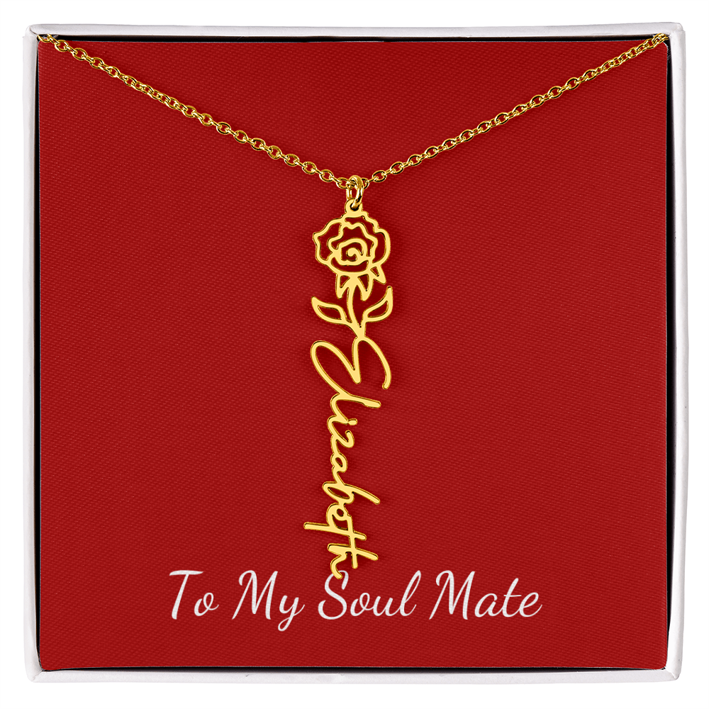 To My Soul Mate | Personalized Flower and Name Necklace Red - Get Deerty