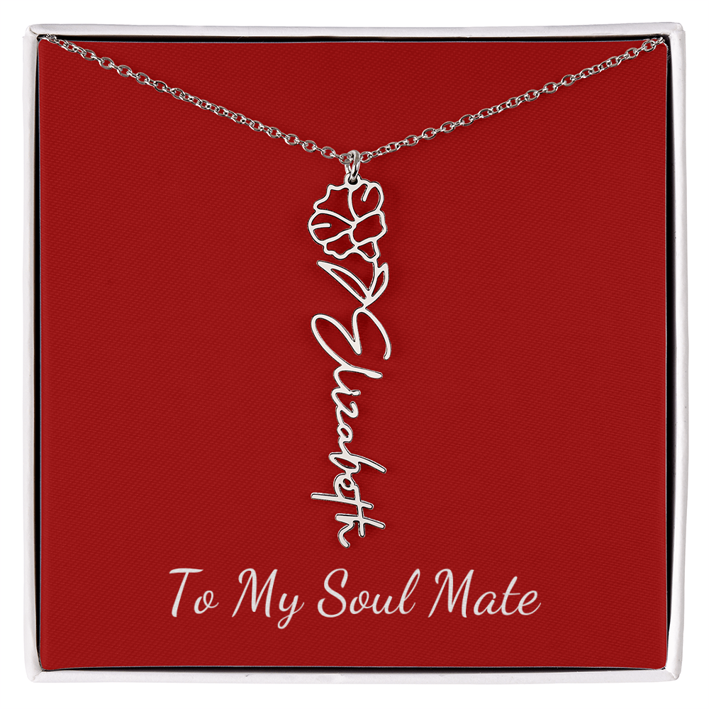 To My Soul Mate | Personalized Flower and Name Necklace Red - Get Deerty