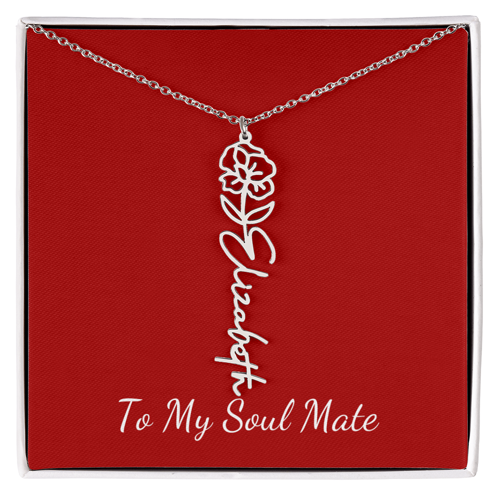 To My Soul Mate | Personalized Flower and Name Necklace Red - Get Deerty