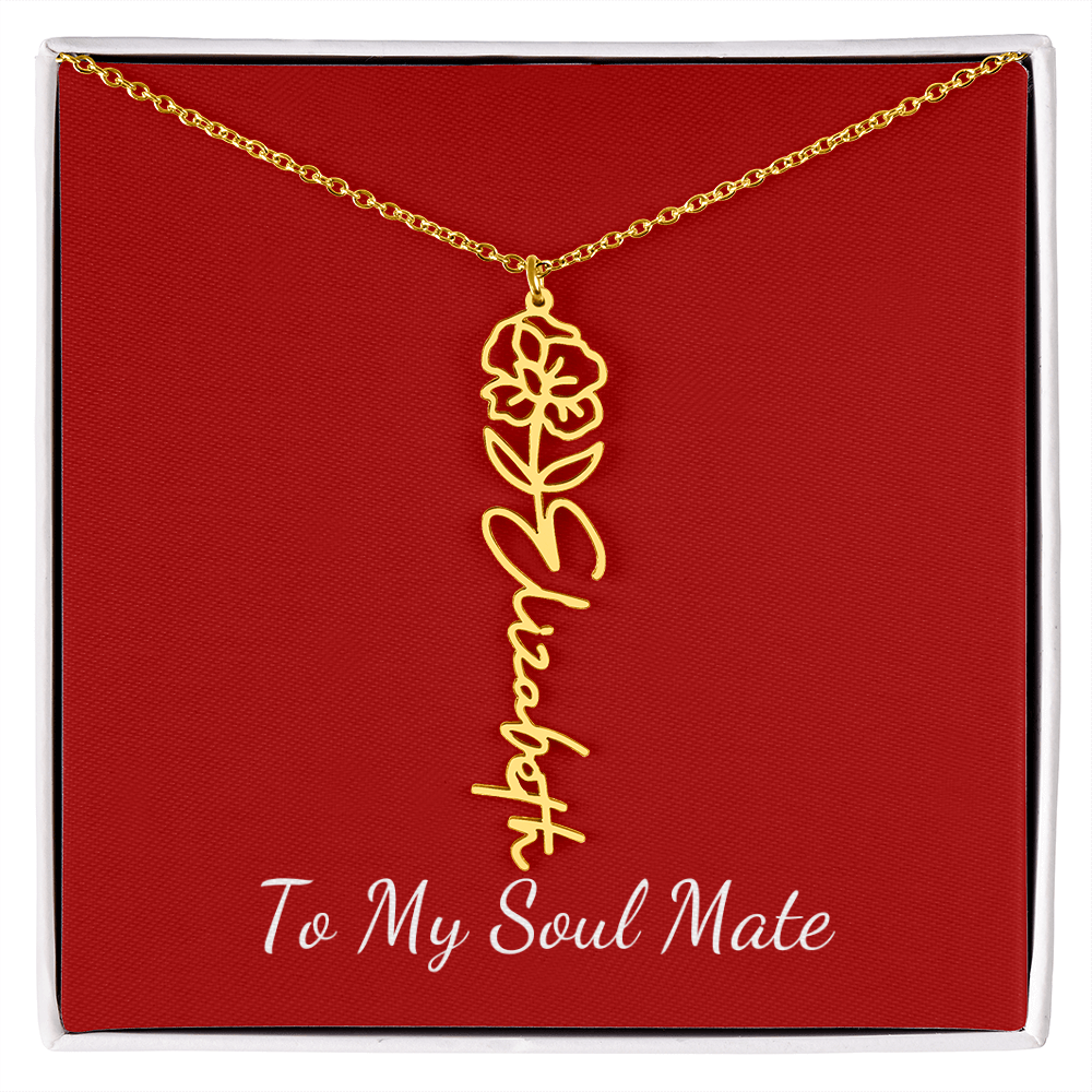 To My Soul Mate | Personalized Flower and Name Necklace Red - Get Deerty