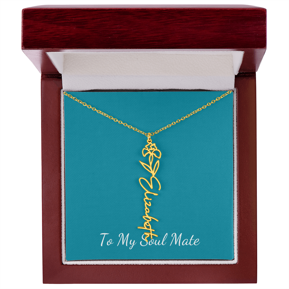 To My Soul Mate | Personalized Flower and Name Necklace Teal - Get Deerty