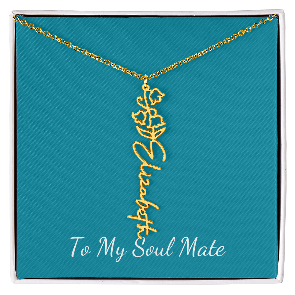 To My Soul Mate | Personalized Flower and Name Necklace Teal - Get Deerty