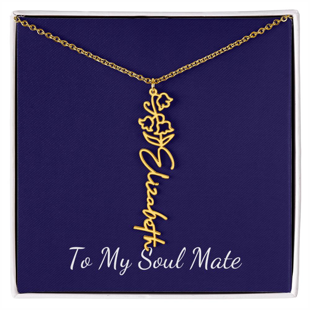 To My Soul Mate Personalized Necklace with Name and Birth Month Flower - Get Deerty