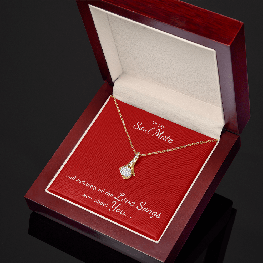 To My Soul Mate, suddenly all the Love Songs were about You | Allure Necklace on Red - Get Deerty