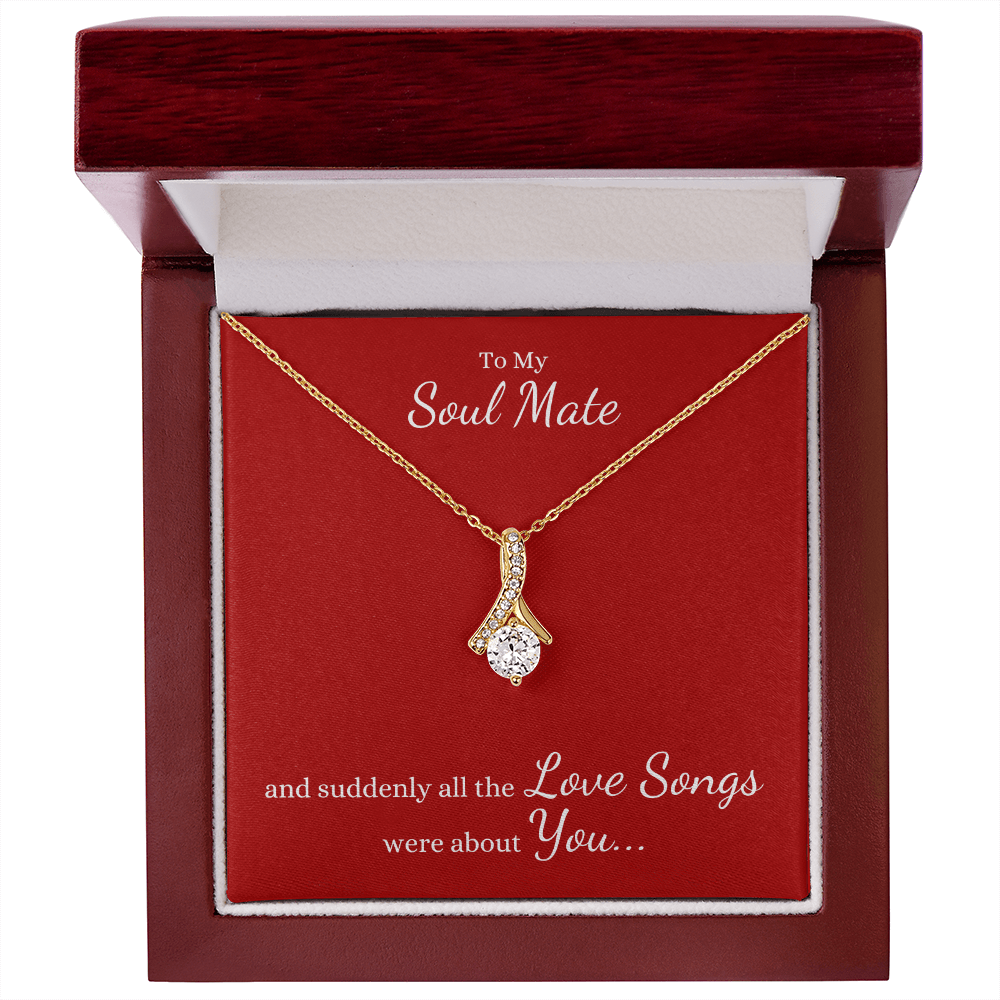 To My Soul Mate, suddenly all the Love Songs were about You | Allure Necklace on Red - Get Deerty