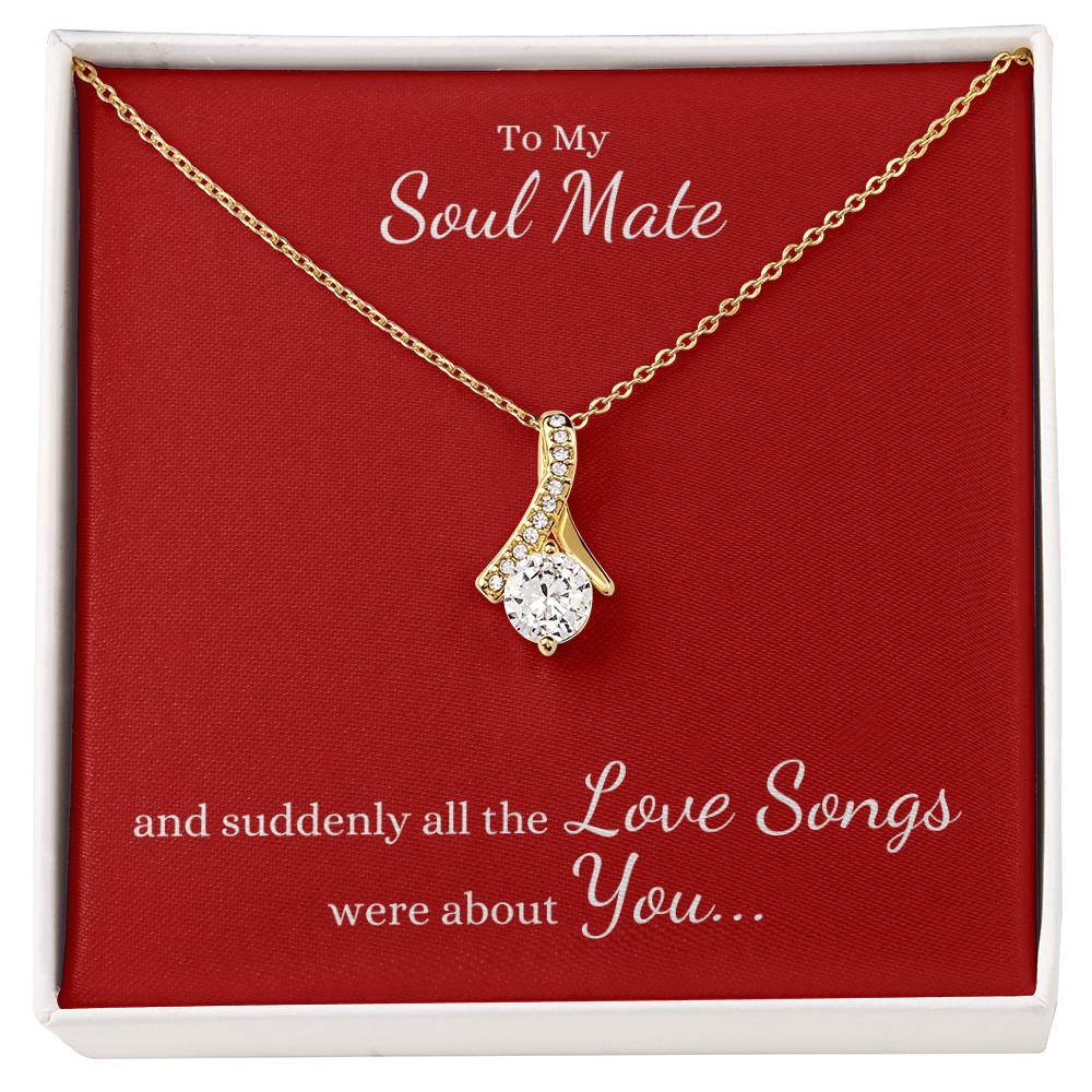 To My Soul Mate, suddenly all the Love Songs were about You | Allure Necklace on Red - Get Deerty