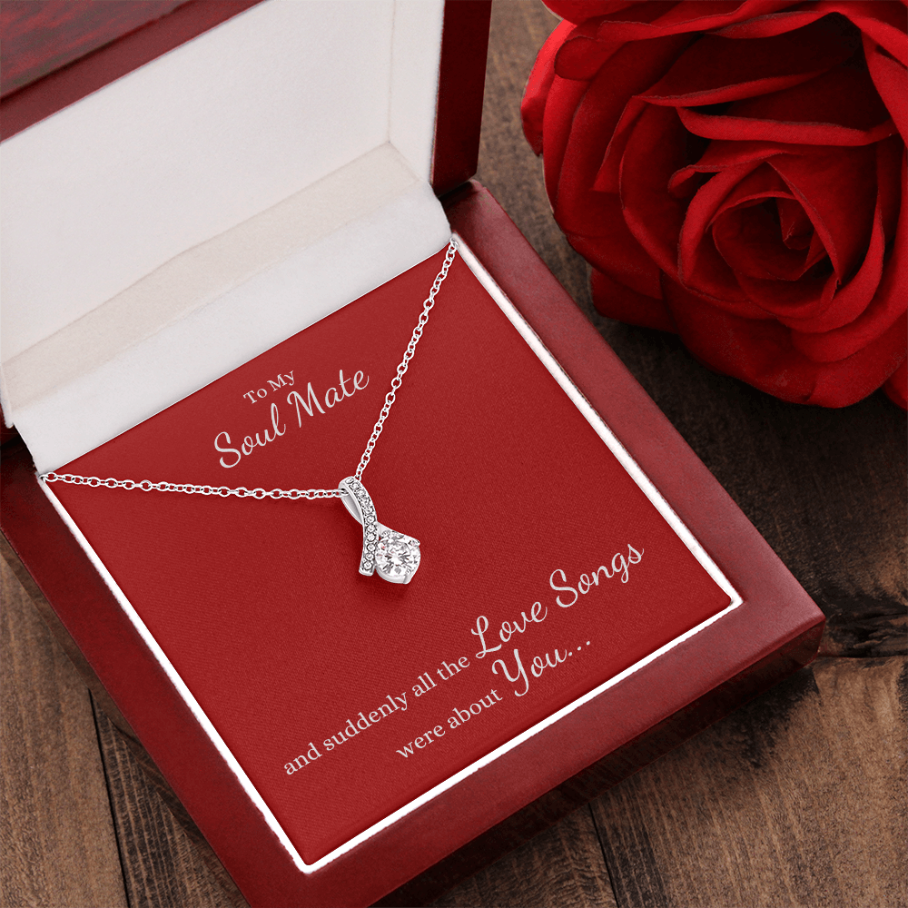 To My Soul Mate, suddenly all the Love Songs were about You | Allure Necklace on Red - Get Deerty