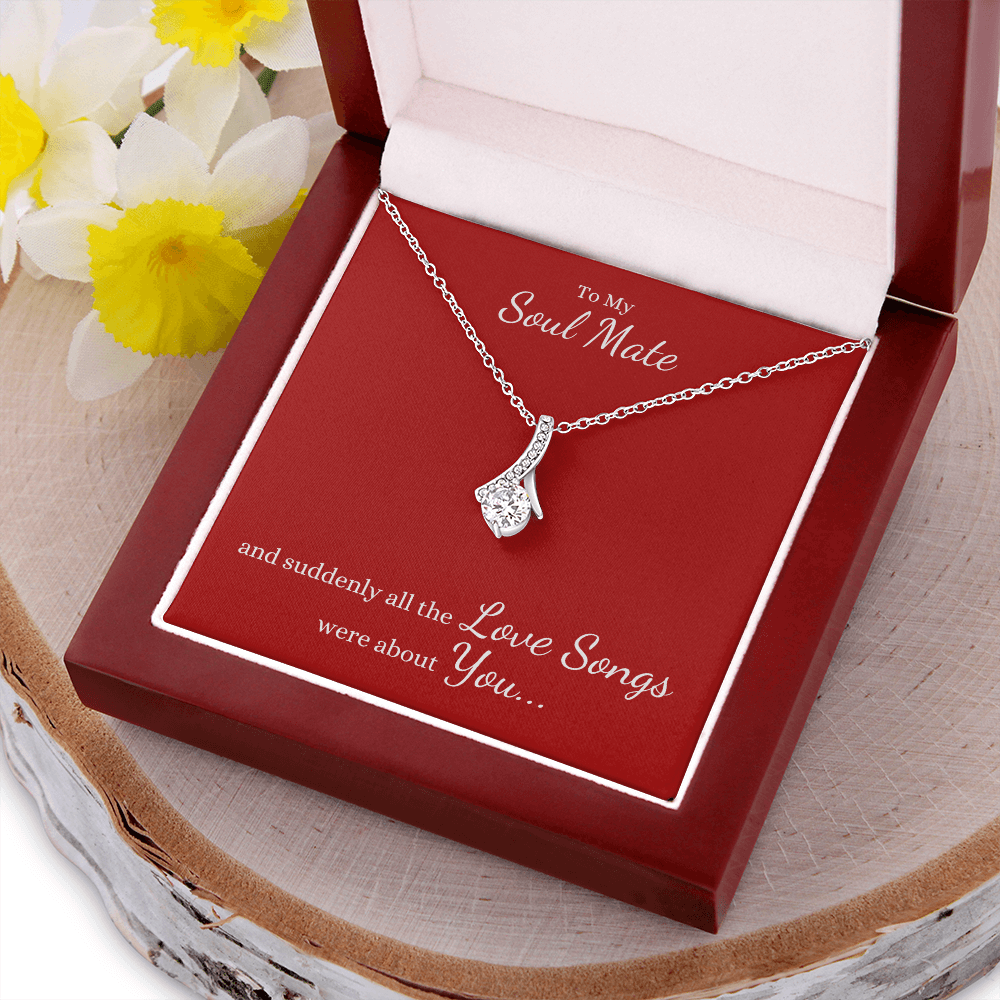 To My Soul Mate, suddenly all the Love Songs were about You | Allure Necklace on Red - Get Deerty