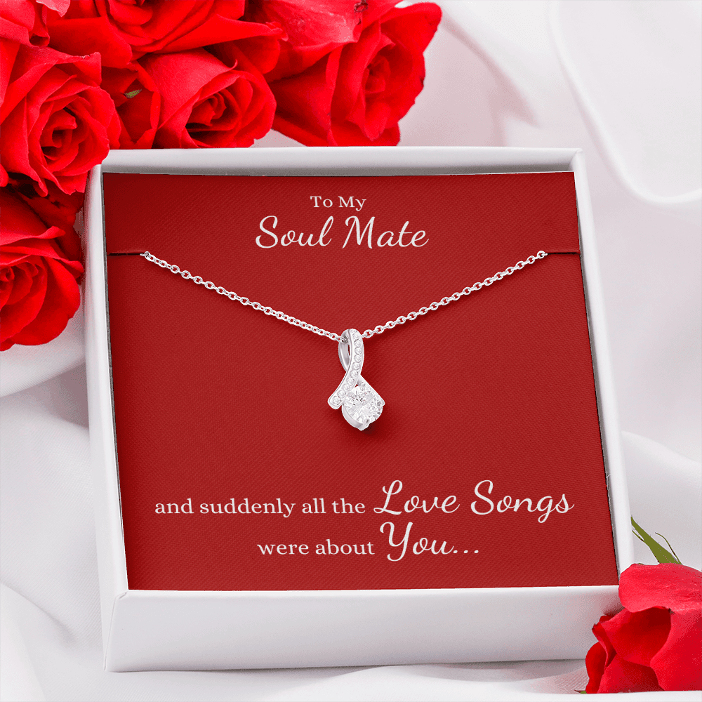 To My Soul Mate, suddenly all the Love Songs were about You | Allure Necklace on Red - Get Deerty