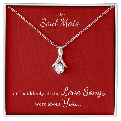 To My Soul Mate, suddenly all the Love Songs were about You | Allure Necklace on Red - Get Deerty