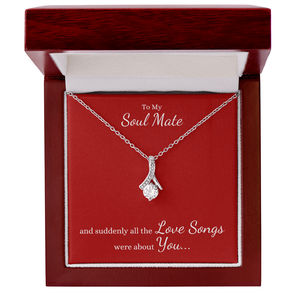 To My Soul Mate, suddenly all the Love Songs were about You | Allure Necklace on Red - Get Deerty