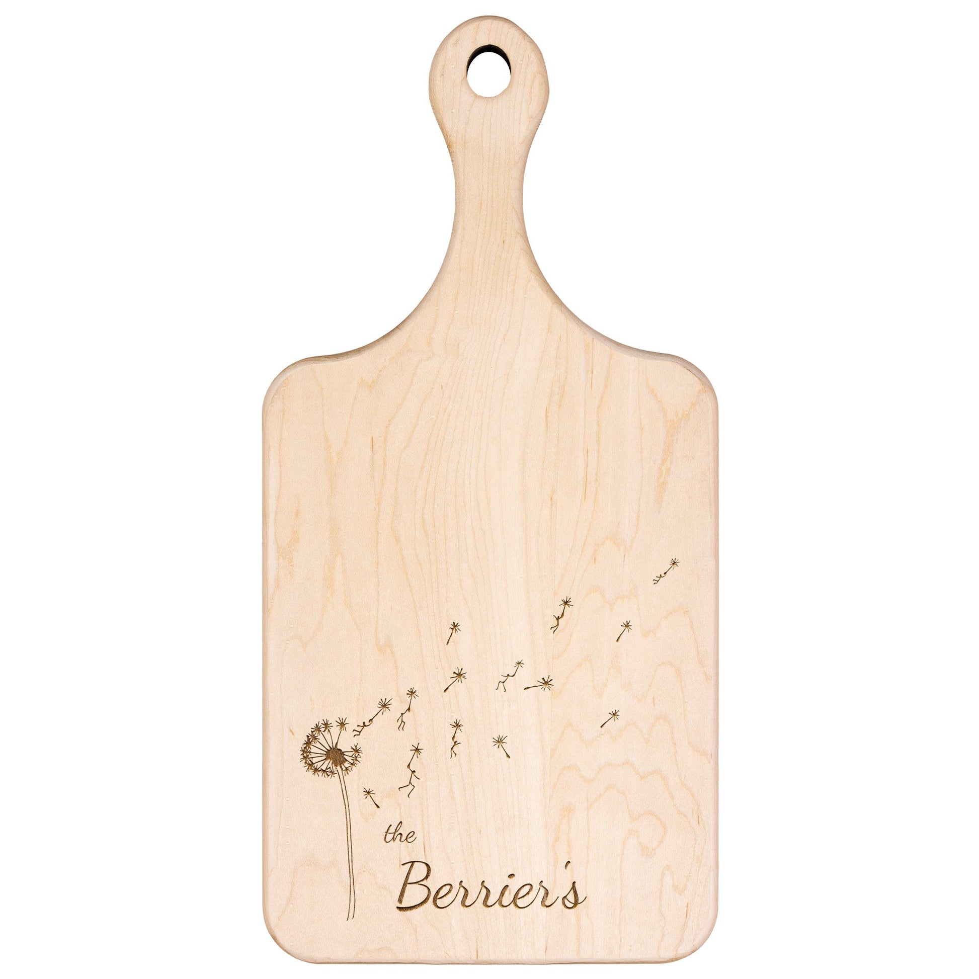 Whimsical Dandelion Cutting Board Personalize Family Name, Great Cabincore gift for that whimsical couple, wedding gift - Get Deerty