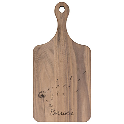 Whimsical Dandelion Cutting Board Personalize Family Name, Great Cabincore gift for that whimsical couple, wedding gift - Get Deerty